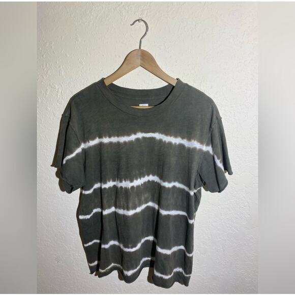 NWOT NSF Grey/White Striped Tie Dye Short Sleeve T-shirt (‎ L ) - Picture 1 of 4